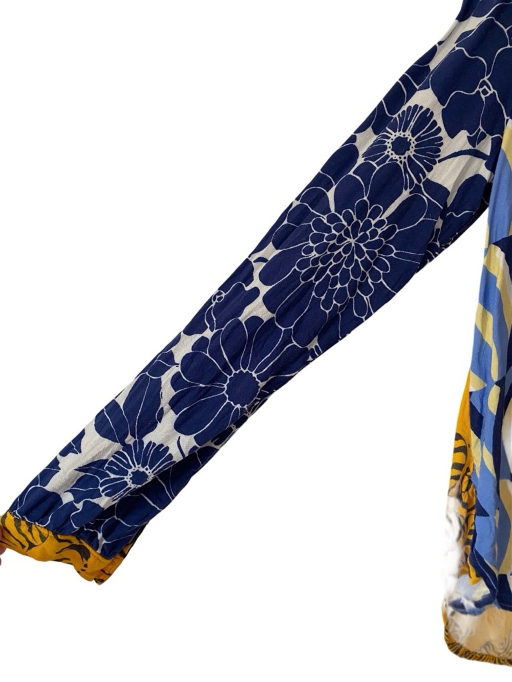 Maeve Anthropologie The Paz Button Down Patchwork Zebra Print Blue Yellow Shirt - Picture 8 of 10